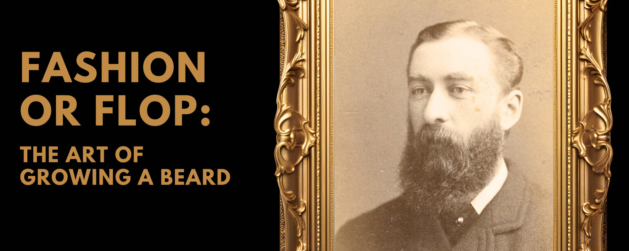 Blog banner for November 2025 blog titled "Fashion of Flop: The Art of Growing a Beard"